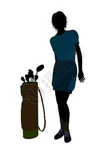 女性高尔夫高尔夫玩家剪影高尔夫球袋女士插图高尔夫球九孔背景图片
