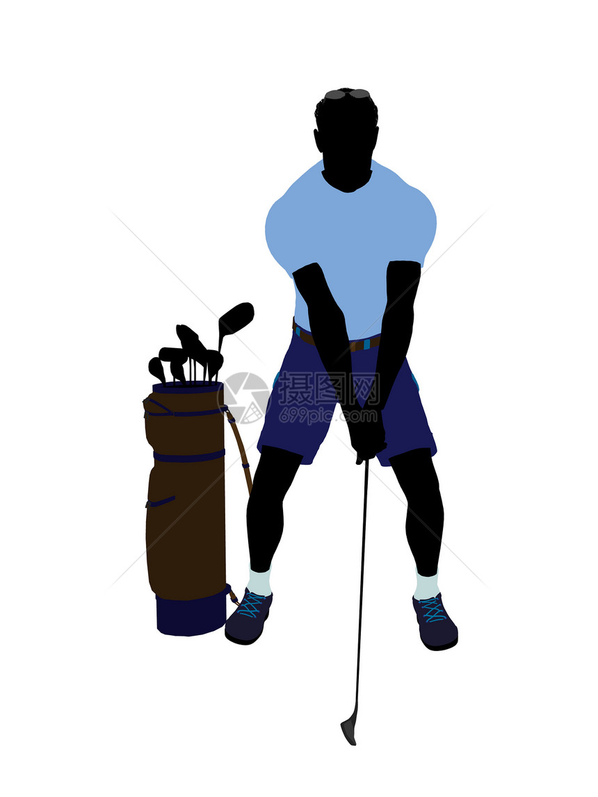 男性高尔夫高尔夫玩家 I 说明 Silhouette男人高尔夫球九孔插图剪影高尔夫球袋图片