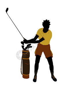非洲裔美裔女性高尔夫高尔夫玩家高尔夫球剪影高尔夫球袋九孔女士插图背景图片