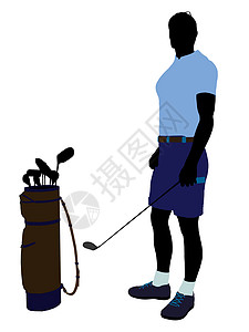 男性高尔夫高尔夫玩家 I 说明 Silhouette插图高尔夫球袋高尔夫球九孔男人剪影背景图片
