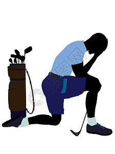 男性高尔夫高尔夫玩家 I 说明 Silhouette九孔剪影插图男人高尔夫球袋高尔夫球背景图片