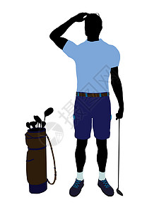 男性高尔夫高尔夫玩家 I 说明 Silhouette剪影插图九孔高尔夫球袋男人高尔夫球背景图片