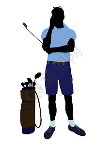 男性高尔夫高尔夫玩家 I 说明 Silhouette九孔男人插图高尔夫球袋高尔夫球剪影背景图片