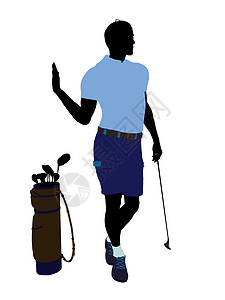 男性高尔夫高尔夫玩家 I 说明 Silhouette高尔夫球袋剪影男人高尔夫球九孔插图背景图片