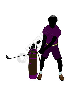 非裔美裔男性高尔夫高尔夫玩家插图剪影男性高尔夫球男人高尔夫球袋九孔背景图片