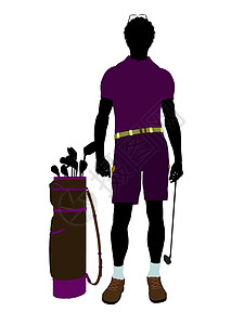 非裔美裔男性高尔夫高尔夫玩家高尔夫球袋剪影男人男性高尔夫球插图九孔背景图片