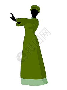 非裔美洲维多利亚妇女说明Silhouette香椿插图剪影德行帽子剪贴卡通片英语女士风格背景