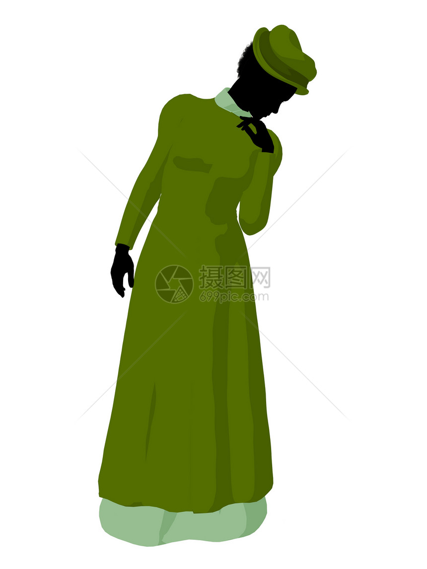 非裔美洲维多利亚妇女说明Silhouette卡通片剪影女士英语香椿帽子剪贴风格贵族德行图片