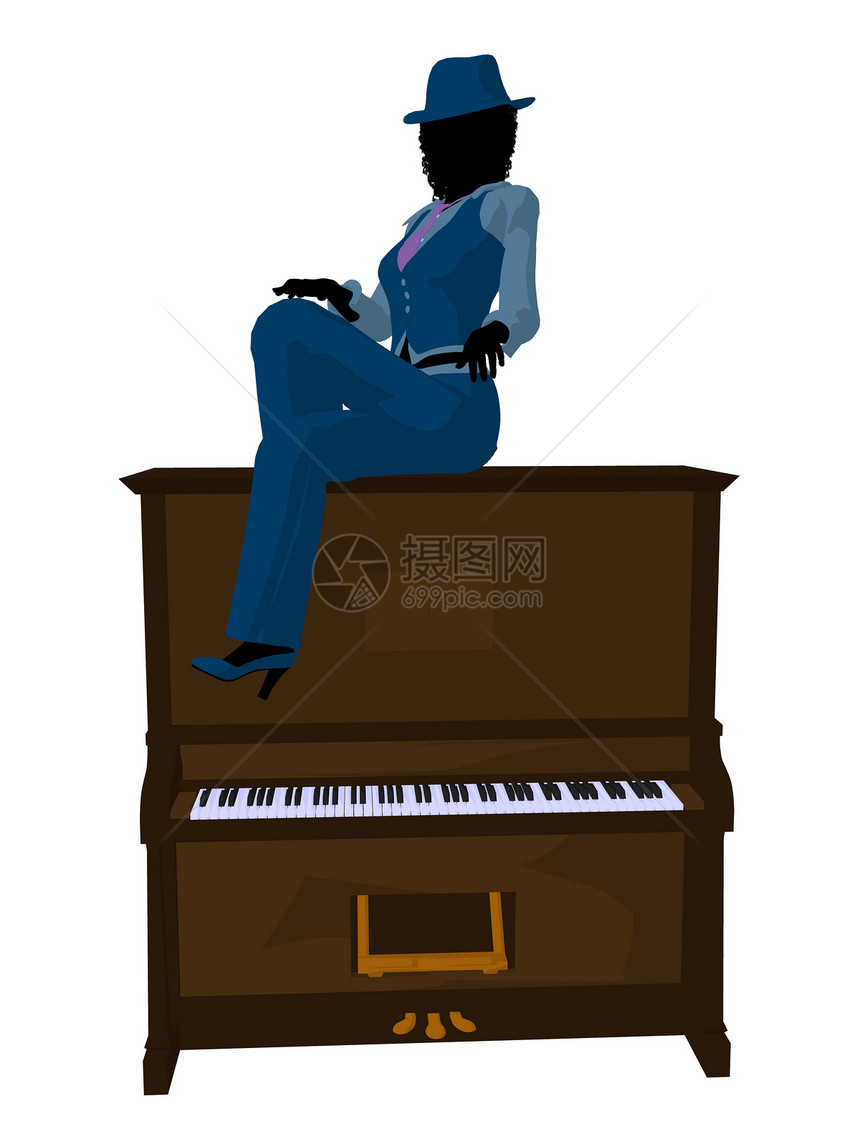 非裔美国爵士爵士音乐家 Iducation乐器女士蓝调钢琴音乐女性插图香椿卡通片剪影图片