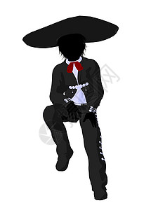 墨西哥流浪乐队男孩剪影图舞蹈插图卡通片音乐香椿艺术男生背景图片