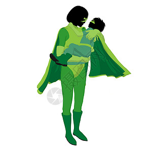 势均力敌超级英雄妈妈 I 说明 Silhouette儿童女儿漫画超能力插图超级英雄母亲男人剪影男生背景