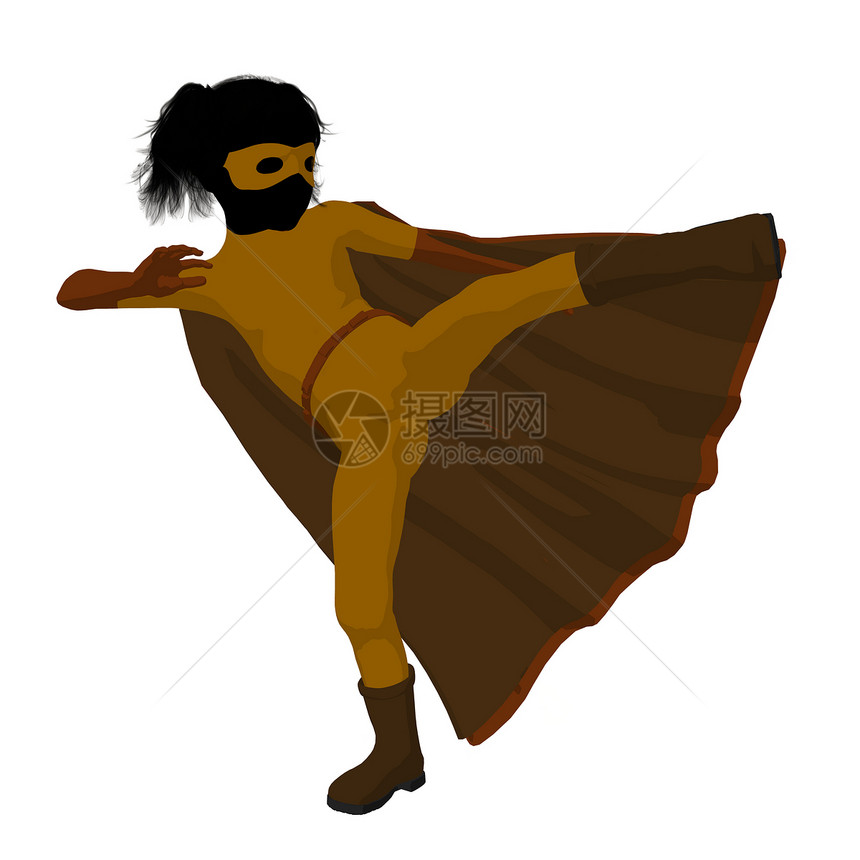 超级英雄女孩说明 Silhouette恶棍剪影主角对手女性插图超能力超级英雄青少年漫画图片