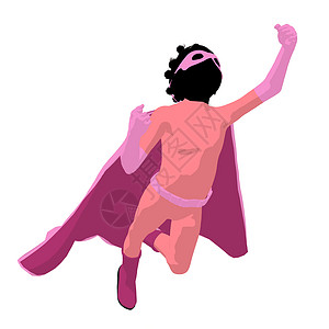 非裔美国超级英雄女孩说明Silhouette恶棍漫画女性剪影超能力主角对手英雄插图青少年背景图片