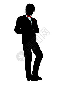 男人在特德多的休眠中插图服装燕尾服正装剪影管理人员晚宴套装外套婚礼背景图片
