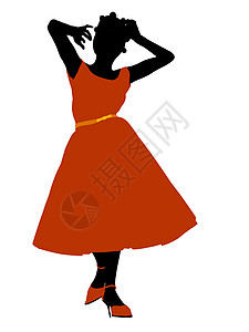 非裔美洲学校青少年女性中学女士剪影裙子插图高跟鞋舞会背景图片