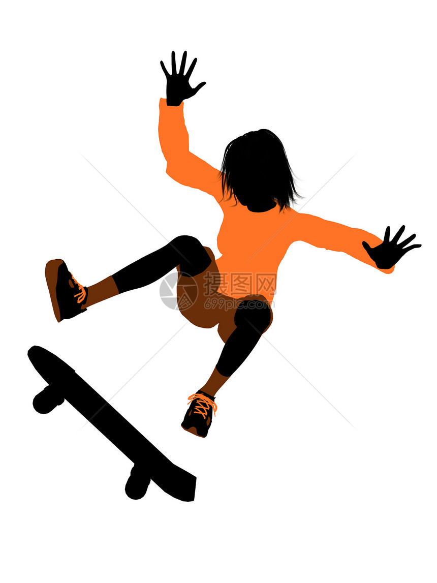 女性滑板女驾驶员插图女士女孩剪影运动图片