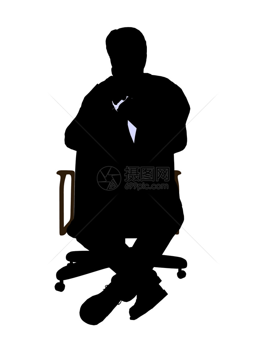 男性在A轮椅上坐着穿着商业诉讼的男主席Silhouette行政决策指挥生意首席经理剪影领带指挥官行政人员图片