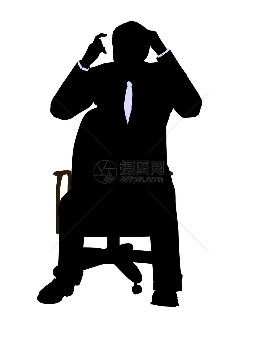 男性在A轮椅上坐着穿着商业诉讼的男主席Silhouette套装首席椅子指挥男人领带经理行政人员领导者艺术图片