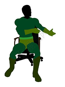势均力敌男性超级英雄坐在主席的椅子上 说明Silhouette超能力男生插图剪影恶棍连环男人对手漫画背景