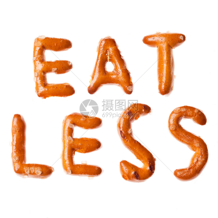 EAT LESS 孤立的字母缩写单词图片