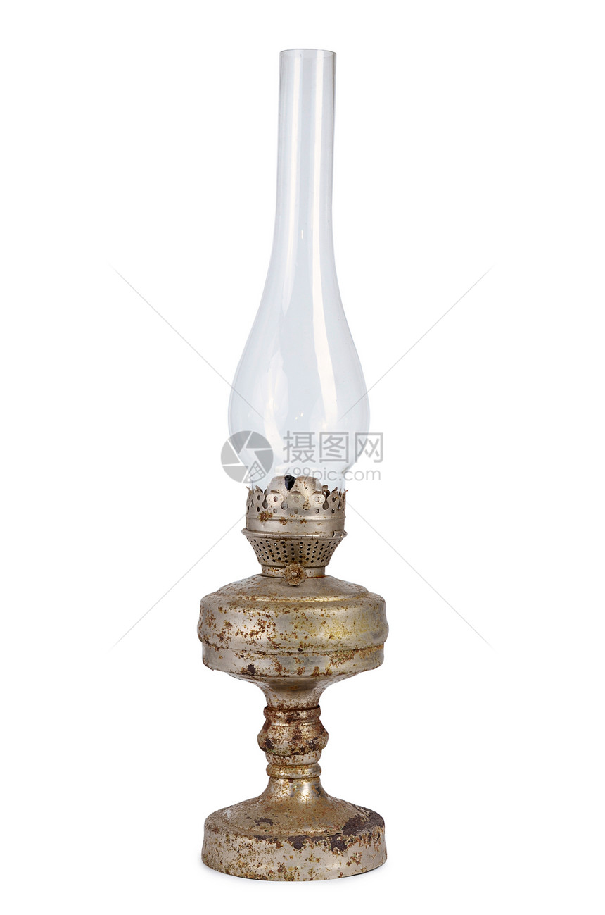 古代白底绝缘的油灯气体石油火焰照明灯笼金属工具汽油玻璃煤油图片