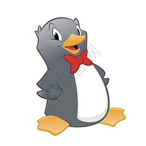 卡通企鹅领带涂鸦绘画小动物乐趣脚蹼燕尾服孩子们快乐吉祥物背景图片