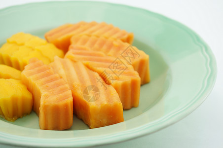 木瓜和芒果在盘子上背景图片