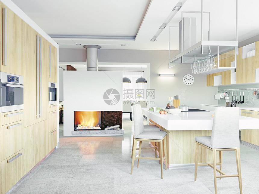 厨房内装饰器具房子烤箱用餐椅子火炉装潢木头公寓图片