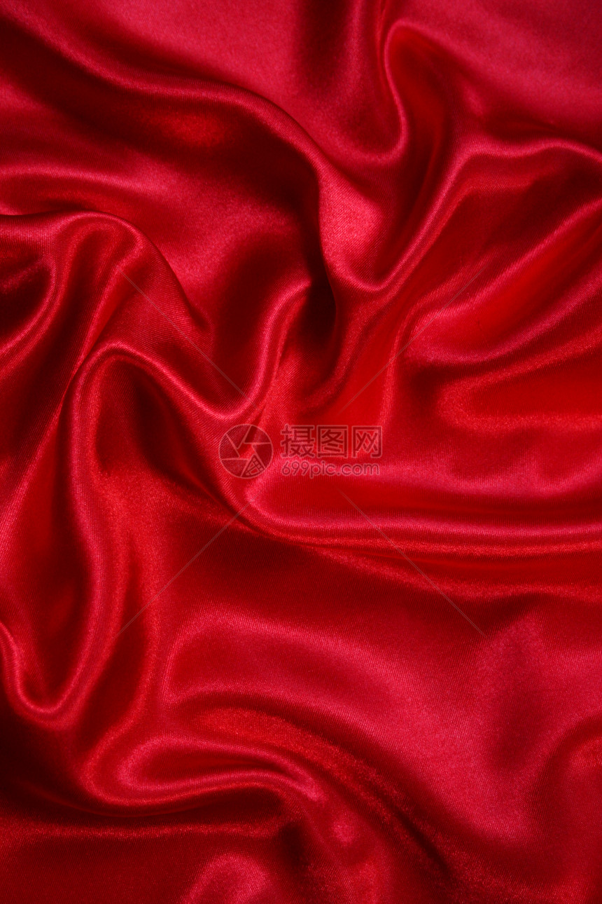 平滑优雅的红色丝绸作为背景奢华投标热情海浪窗帘织物曲线布料柔软度纺织品图片