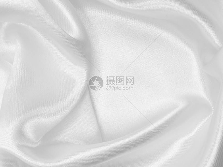 作为婚礼背景的平滑优雅白色丝绸曲线投标海浪织物布料银色材料纺织品涟漪折痕图片
