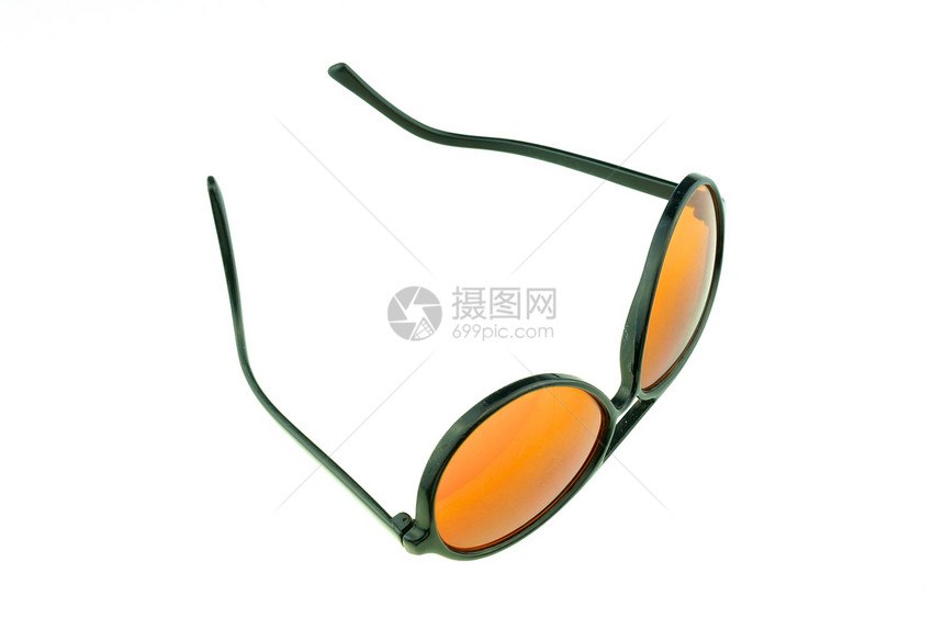 孤立的黑墨镜反射太阳白色太阳镜射线塑料时尚图片
