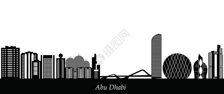 黑色城市建筑剪影abu dhabi 天线商业旅行天际地标建筑学市中心假期白色摩天大楼城市背景