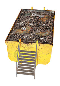 废物容器白色垃圾桶黄色材料工业金属垃圾回收背景图片