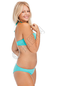 穿比基尼的美女重量福利海滩微笑棕褐色泳装青少年肥胖游泳衣身体背景图片