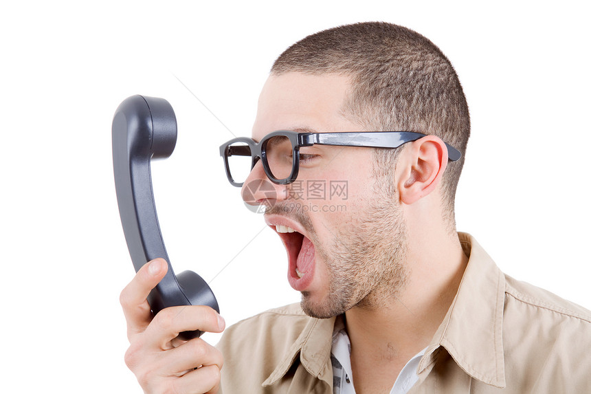 调来电话呼唤拉丁愤怒工作室青年成人男性白色图片