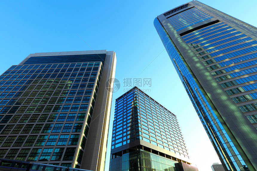 东京市内建筑学市中心建筑天空办公室公寓天际摩天大楼蓝色景观图片