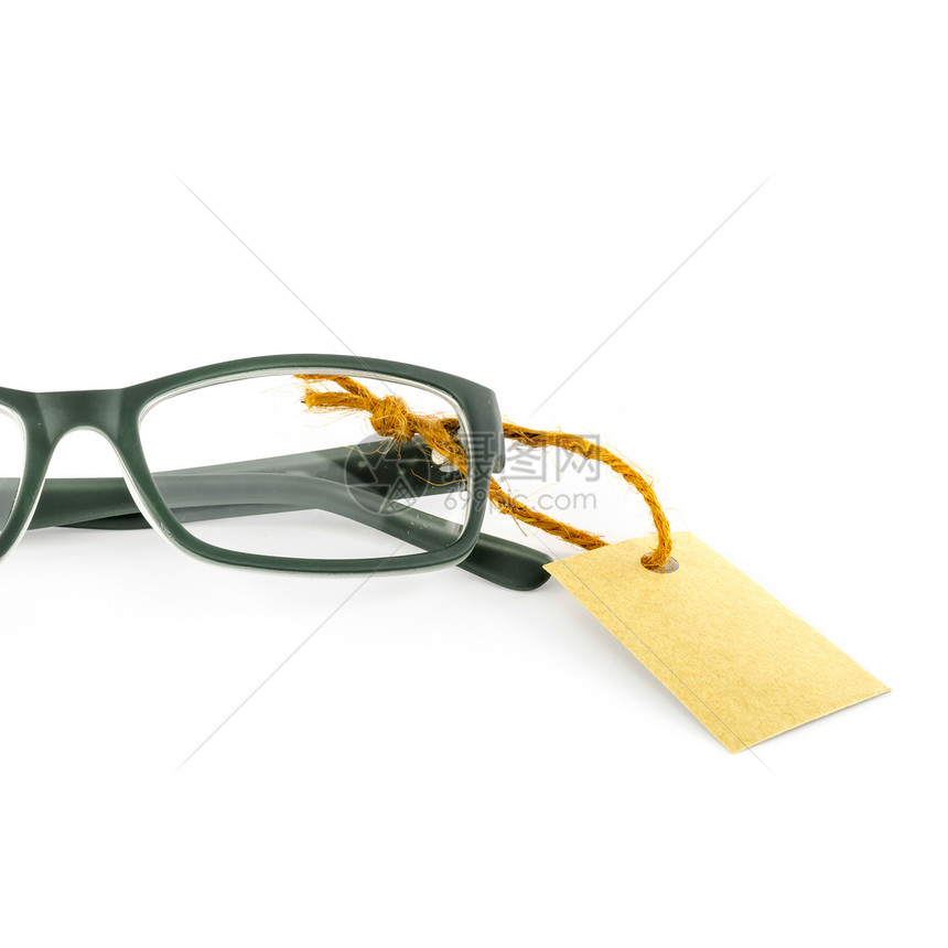 眼镜和成本标签休息金融床单绿色灰色硬币收据工作桌子商业图片