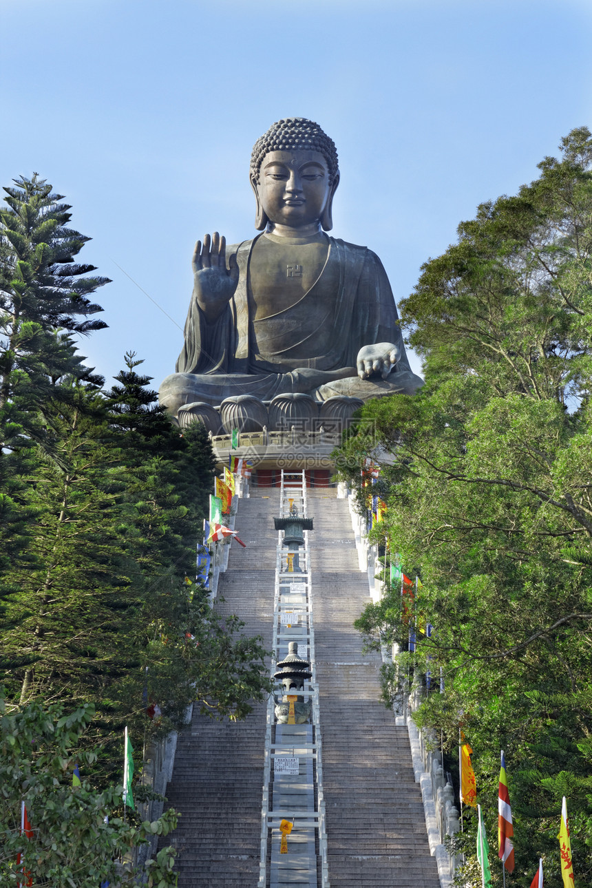 天旦的巨佛雕像身体森林金属旅行信仰雕塑寺庙艺术天空文化图片