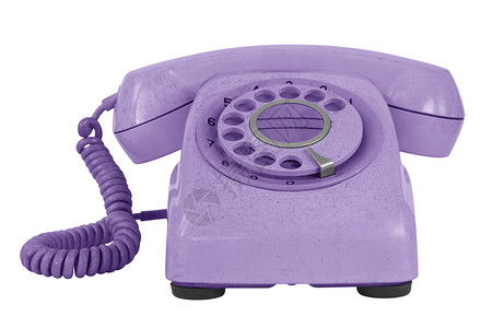 白色的旧电话紫色商业拨号背景图片