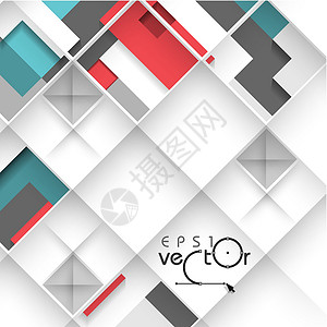 摘要 3D 几何设计白色红色网络框架艺术商业插图长方形横幅蓝色背景图片