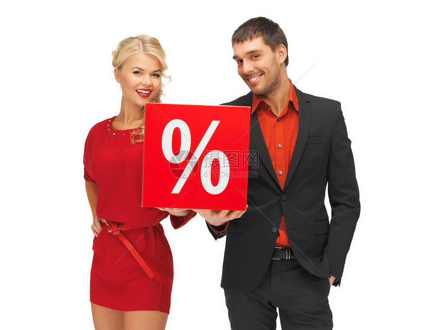 男男女女 有百分数符号衣服女性微笑销售奢华顾客男人女孩夹克快乐图片