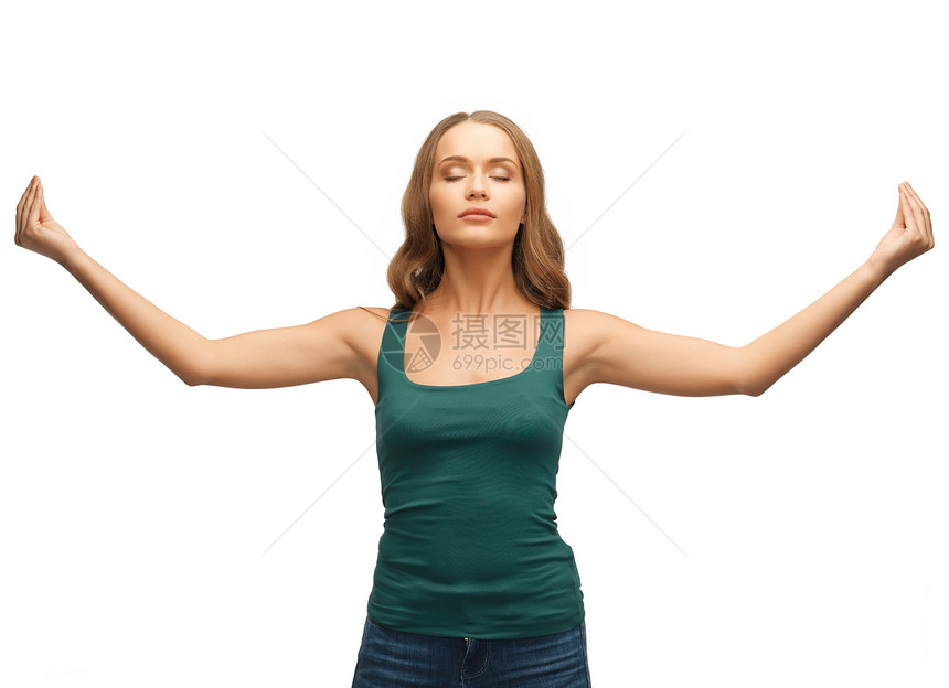 妇女练瑜伽福利女孩冥想手势生态调息优美活力女性平衡图片