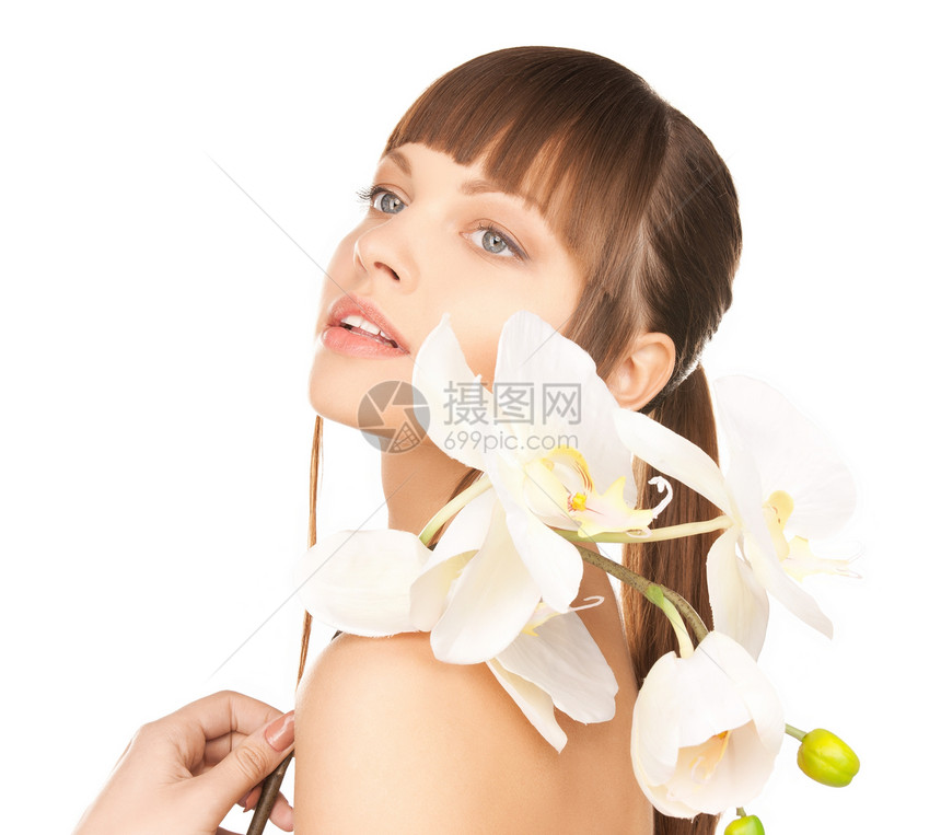 有兰花花的美女植物兰花福利女性卫生皮肤护理活力女孩保健图片