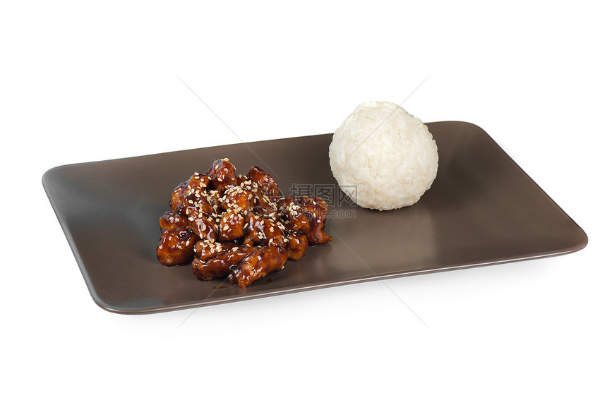 牛肉加酸甜辣酱和大米图片