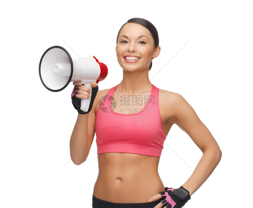 妇女用扩音器班级喇叭身体运动员工具女孩公告有氧运动耐力数字图片