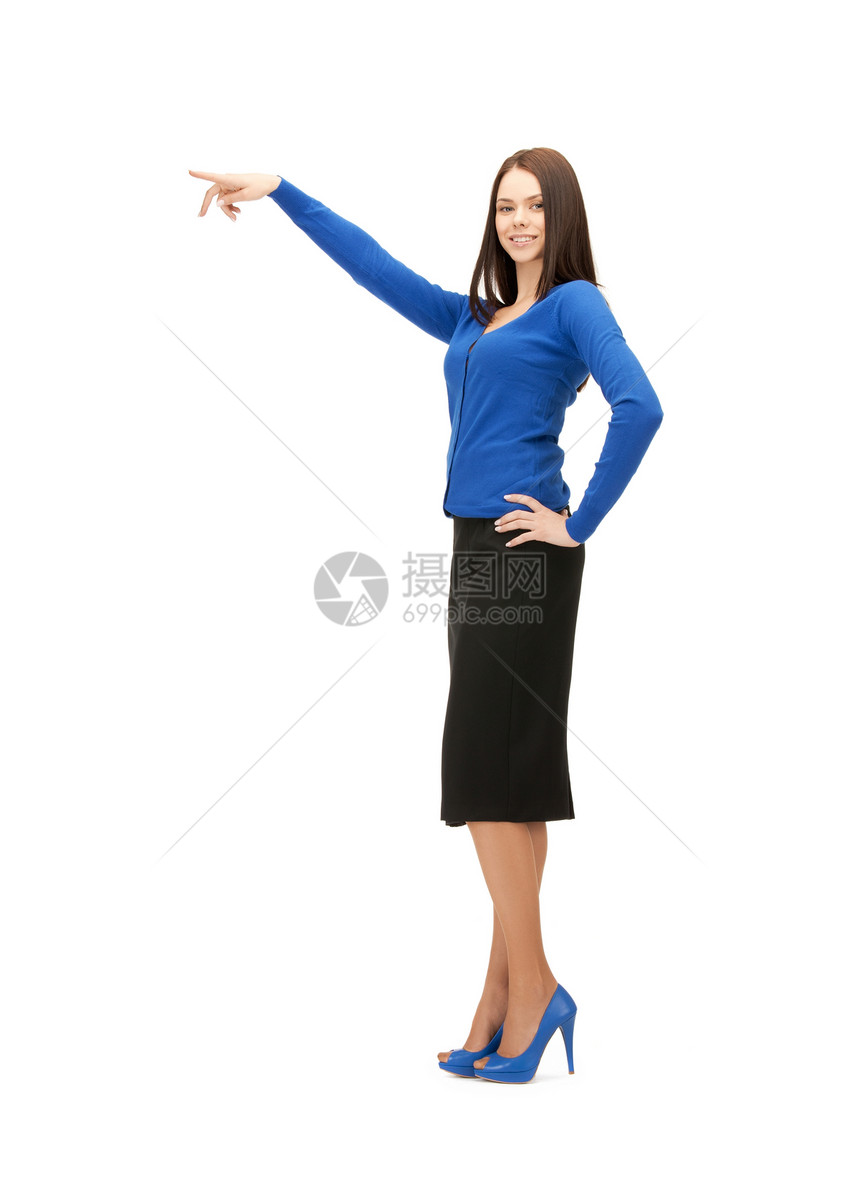 女商务人士指着她的手指商业人士广告商务指挥微笑生意人按钮手势图片
