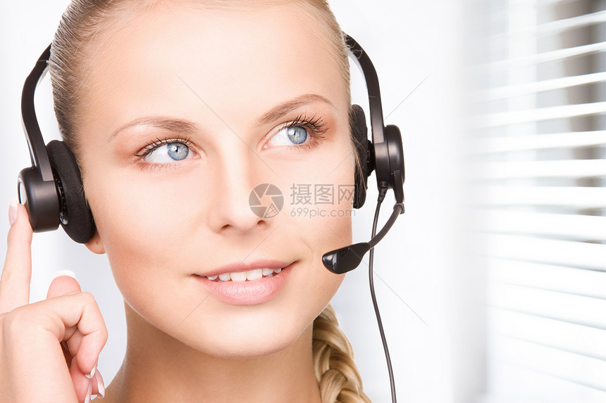 帮助热线商业操作员女性求助女孩顾问办公室耳机秘书服务图片