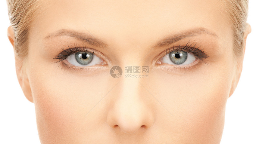 美丽的女人的脸护理福利关心睫毛女孩眼睛容貌皮肤蓝色治疗图片