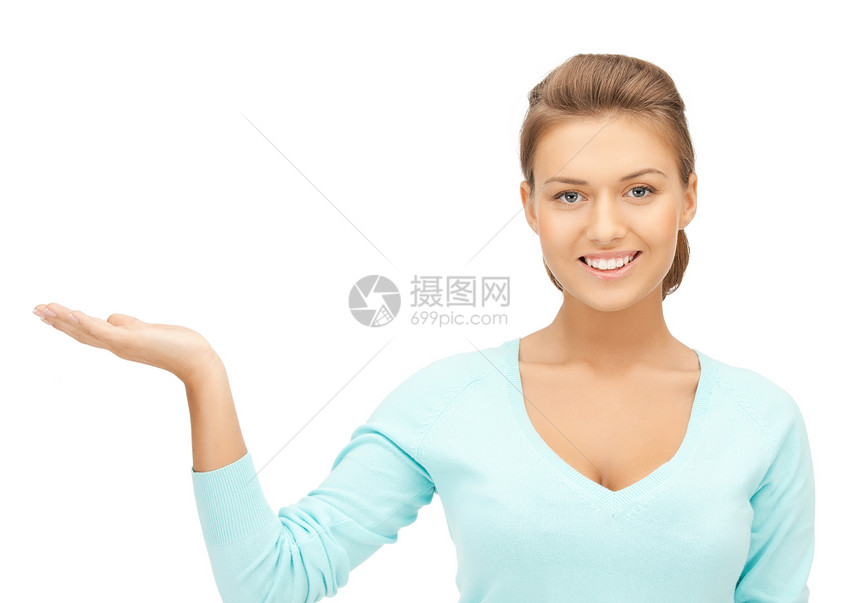 椰枣上的东西工作室手势棕榈商业产品广告人士微笑女孩女性图片