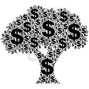 钱不够花由钱制成的树设计图片